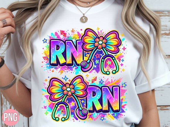 Download Neon Splash RN Nurse Bow Tie PNG T-shirt - Neon splash Collection