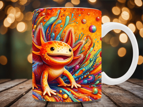 Download Vibrant Neon Splash Axolotl Mug Wrap - Neon splash Collection