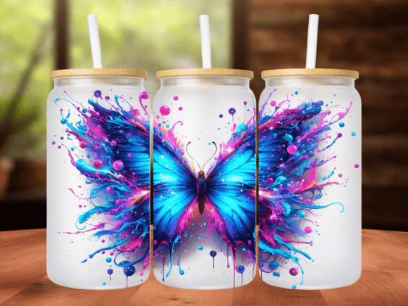 Download Neon Splash Butterfly 12oz Tumbler Wrap - Neon splash Collection