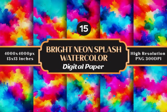 Download Bright Neon Splash Watercolor Paper - Neon splash Collection